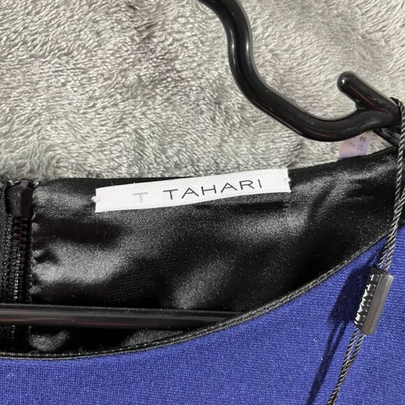 Tahari Dress Womens Size 8 Blue Black Dilana Lined Colorblock Sheath Bodycon - Picture 4 of 14